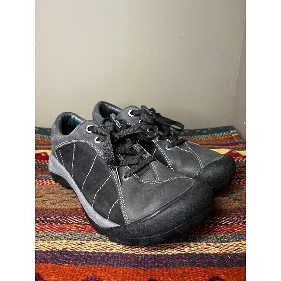 KEEN Women's Black Gray Leather Lace-Up Presidio Oxfords Sneaker Sz 9 - Picture 1 of 8